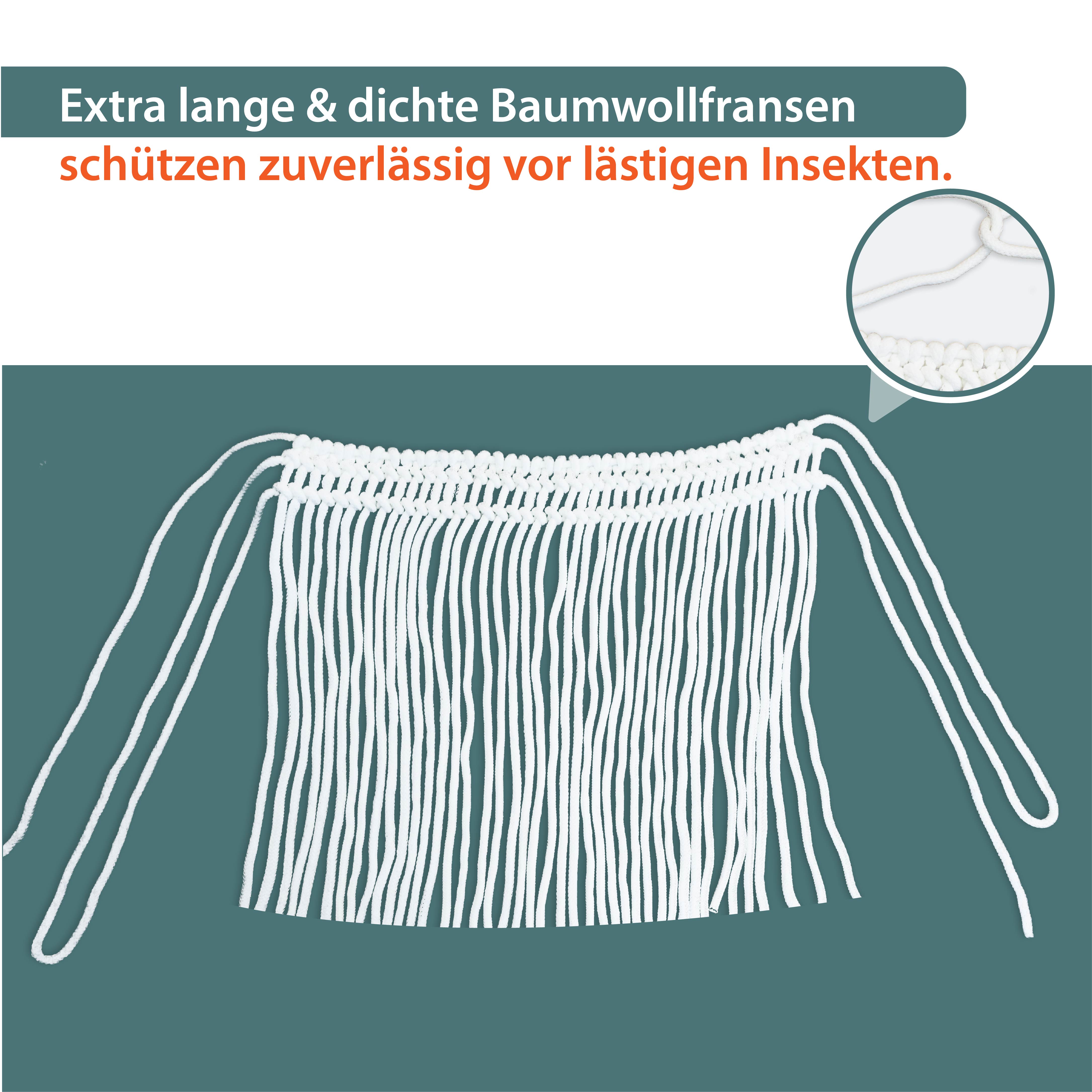 Fliegenfransen weiß aus Baumwolle, Insektenschutz individuell anpassbar